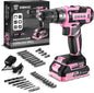 Pink Cordless Drill 20V 1.5Ah Electric Drill Set - Compact Lightweight Power Drill with Battery, Charger & Bits for Women