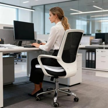 Ergonomic Memory Foam Coccyx Tailbone Cushion for Office Chair & Car, Curved Lumbar Seat Pad (15.75 x 13.39 x 3.15 in / 40 x 34 x 8 cm)