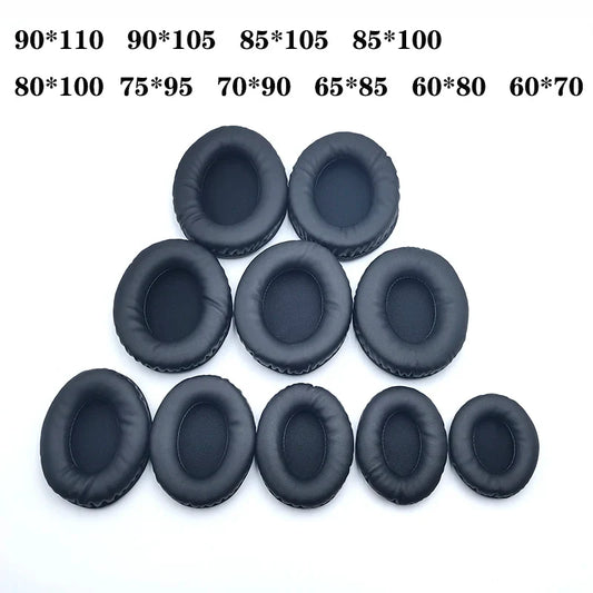 Oval Replacement Ear Pads for Headphones - Leather Foam Cushions, Multiple Sizes (60x70 to 90x110 mm / 2.36x2.76 to 3.54x4.33 in)