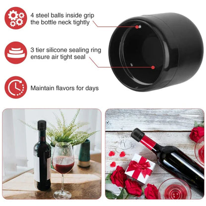 2-Pack Vacuum Wine Bottle Stoppers Silicone Champagne Sealers Reusable Wine Preserver & Bar Tool