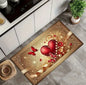 Valentine's Day Heart Welcome Doormat Rectangular Mat with Red White Heart Design Hand Washable for Home Entrance Home Decor