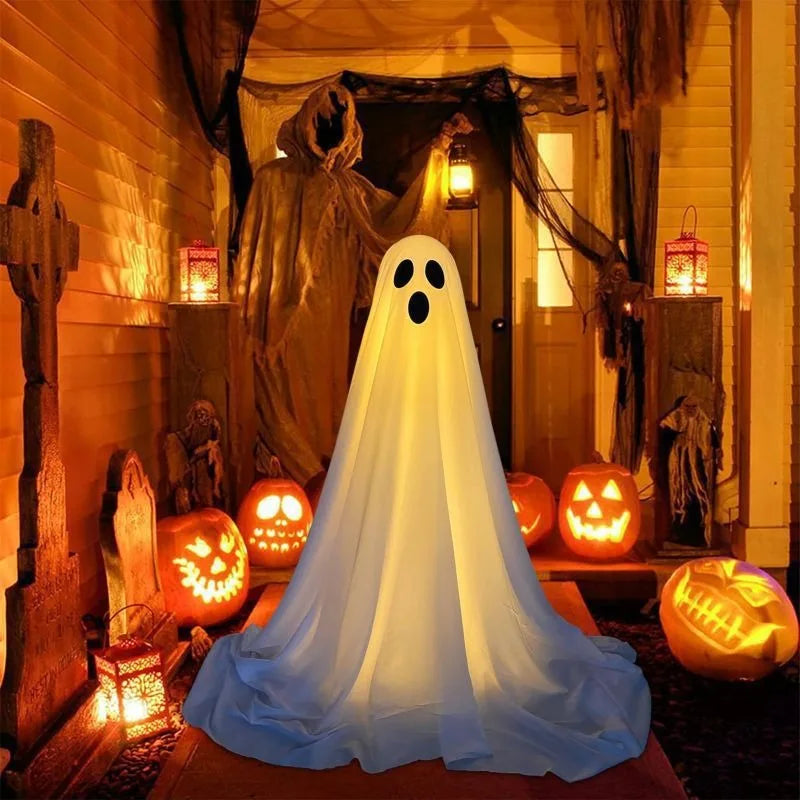Halloween Ghost Decorations – Indoor & Outdoor Polyester Ghost Decor for Yard, Porch, Garden & Lawn – 1 or 2 Piece Set