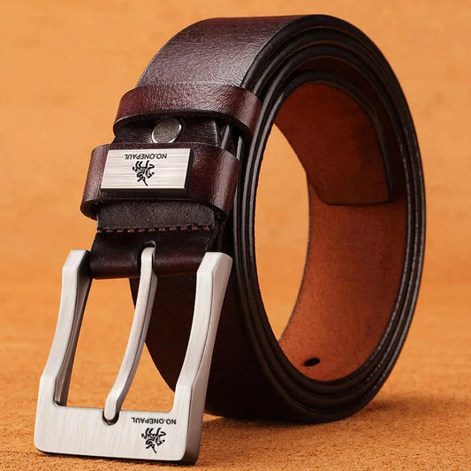 Men's Leather Belt with Metal Buckle – Casual & Business Denim Belt, Solid Classic Style