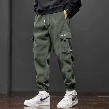 Men's Elastic Waist Drawstring Jogger Pants Stretch Straight Harem Cargo Ankle-Length