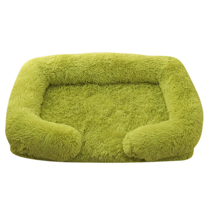 Plush Dog Bed with Removable Cover – Thickened Winter Pet Sofa Pad, Square, Small & Large