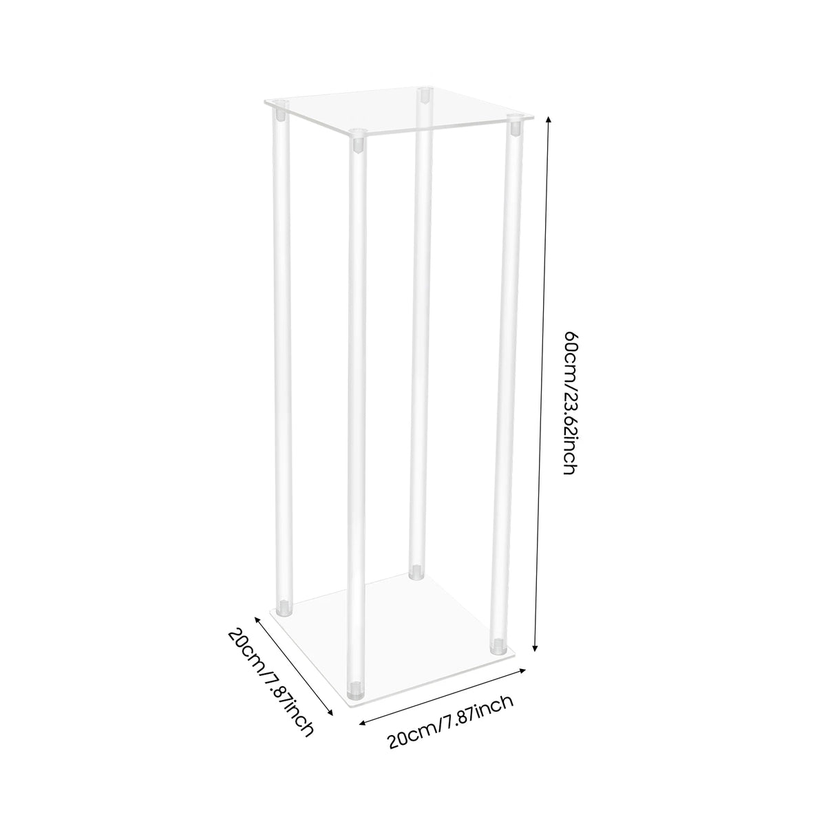 Clear Acrylic Column Flower Stand – Geometric Wedding Centerpiece Pedestal, Set of 10 (60 cm)