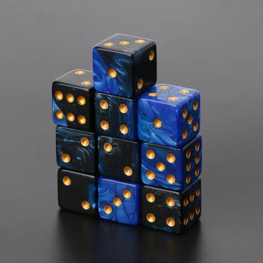 10-Pack 15mm (0.59 in) Multicolor Acrylic 6-Sided Cube Dice Set for Tabletop Games & Parties