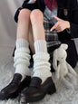 Women's Y2K Knit Leg Warmers 1 Pair — Crochet Boot Cuffs, 40/50/70 cm (15.7/19.7/27.6 in) — Black White