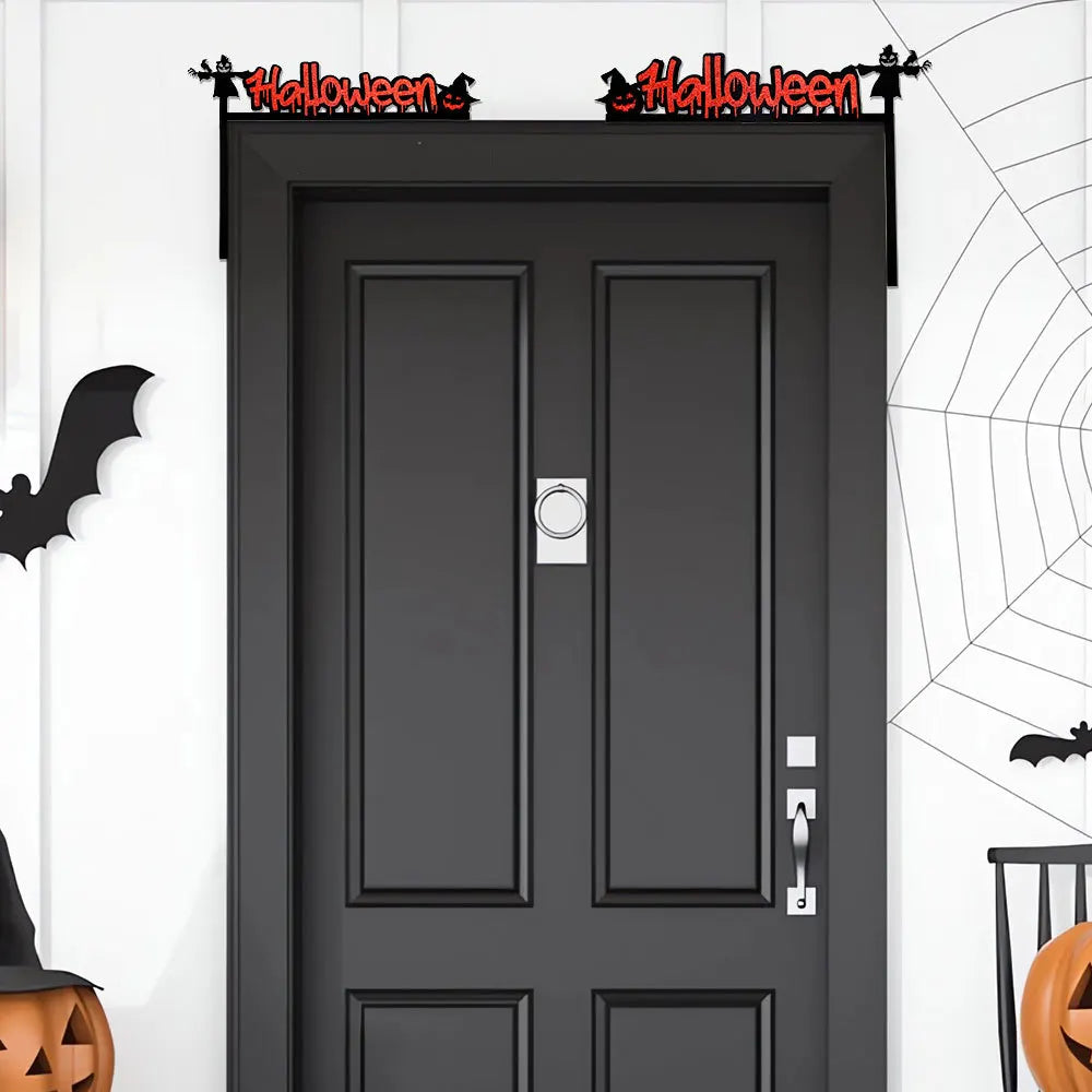 Halloween Door & Window Corner Decorations – Non-Woven Fabric Stickers with Bats, Pumpkins & Spider Webs – 10 Styles for Home Party Decor
