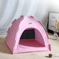 Foldable Cat & Small Dog Tent Bed — Portable Breathable Plush Pet House with Summer Cooling Mat