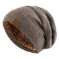 Unisex Slouchy Fur-Lined Winter Beanie Warm Knit Hat for Men & Women