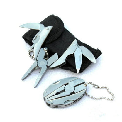 Compact Steel Multi-Tool Folding Pliers with Knife & Screwdriver, Keychain Camping Survival Tool