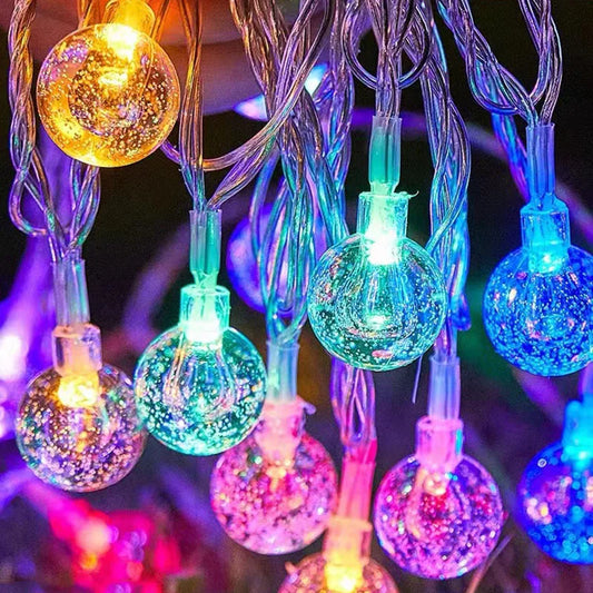 Battery Operated LED Crystal Ball String Lights – 10/20/40/80 LED, 1–10 m (3–33 ft) Fairy Garland for Holiday, Christmas & Home Decor