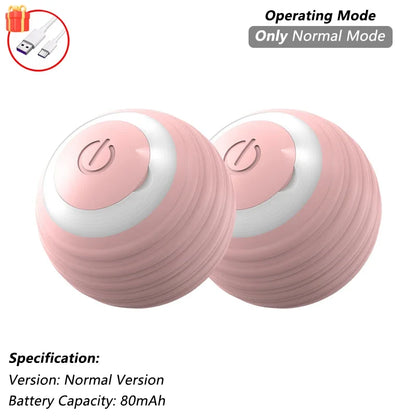 Rechargeable Interactive Cat Ball Toy — Automatic Rolling Smart Toy with Tail, LED & Obstacle Avoidance