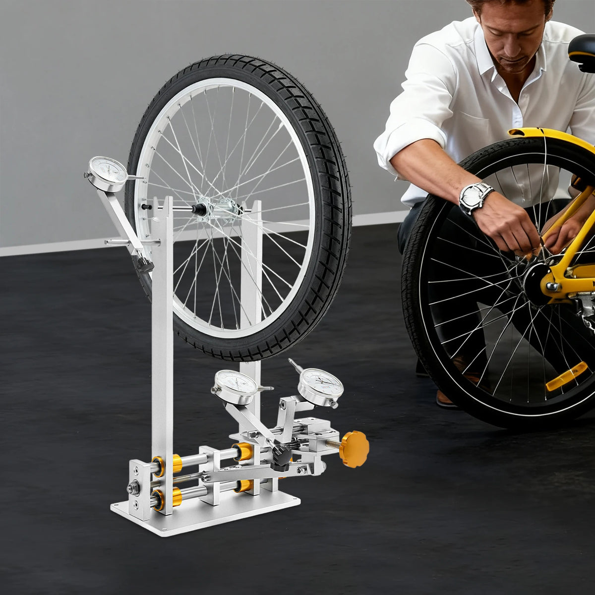Professional Bicycle Wheel Truing Stand with 3 Gauges, 10–29 in