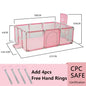 Baby Playpen Indoor Play Yard with Basketball Hoop, Activity Fence for Toddlers