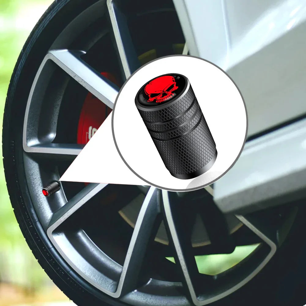 4-Pack Aluminum Tire Valve Stem Caps — Universal Dustproof Air Valve Caps for Car, Bike & Motorcycle