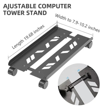 Mobile CPU Stand, Steel PC Tower Stand CPU Holder with Rolling Caster Wheels, Computer Tower Stand Fits Most PC for Home Office