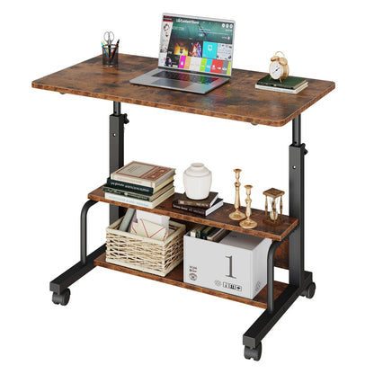 JHK 31.5" Mobile Standing Desk for Treadmill - 27.95"-43.70" Height Adjustable, Locking Wheels, 88 lbs, Pin-Lock, Chocolate/White/Black