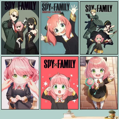 Classic Retro Wall Art, Anime "Spy X Family", HD Canvas Printed Poster, Home Living Room Bedroom Decorative Painting