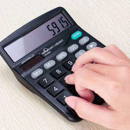 12-Digit Office Accounting Calculator — Dual Power Solar & Battery, Large Buttons, Voice, Multi-Function Financial Calculator