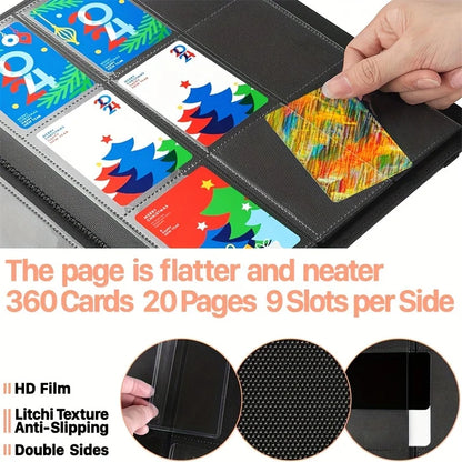 9-Pocket Polypropylene Trading Card Binder - Holds 360 Cards, Side-Loading Pockets, Elastic Strap