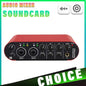 24-Bit 192 kHz USB Audio Interface with Loopback – External Sound Card for Guitar Recording & Stereo Monitoring (Red)