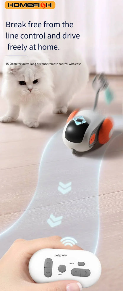 Interactive Remote Control Cat Toy Car – 2 Modes Automatic Moving Toy for Cats and Small Dogs, Kitten Training