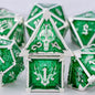 Skull and Dragon Metal Dice Set - 7-Piece Polyhedral DnD Dice for Dungeons & Dragons Tabletop RPG
