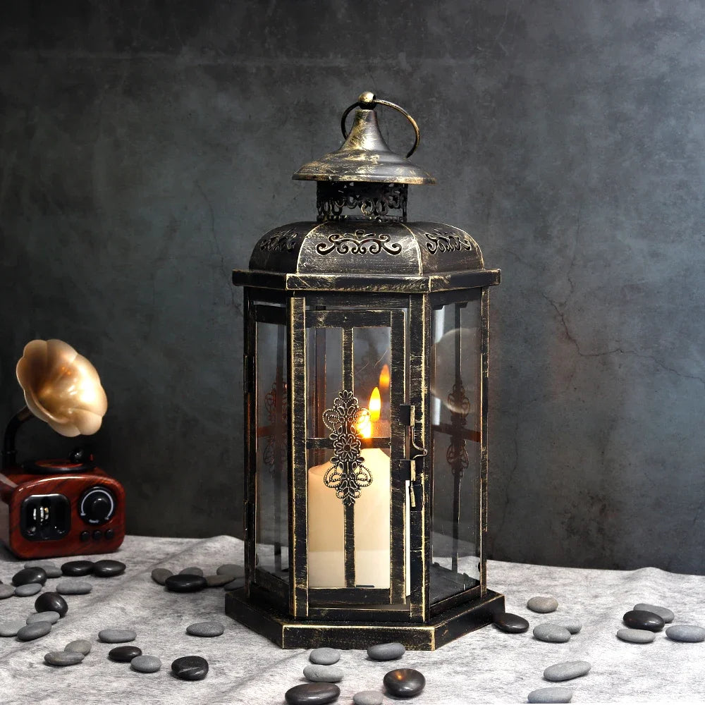 Vintage Nordic Metal Hanging Candle Lantern – Indoor & Outdoor Decor
