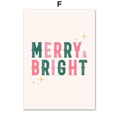 Modern Simple Wall Art Pink Christmas Tree Father Christmas HD Canvas Print Poster Home Living Room Bedroom Decoration