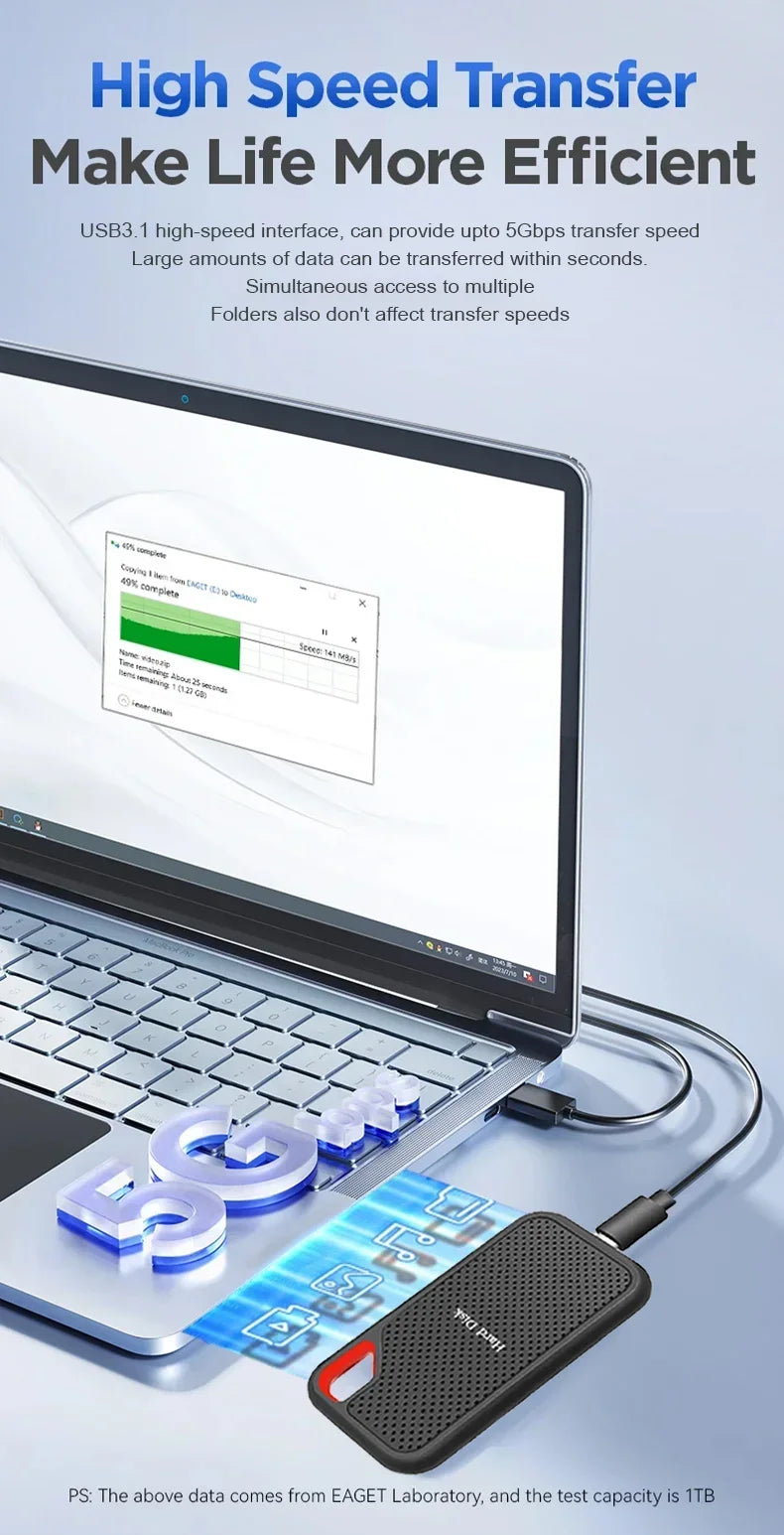 Original E61 SSD Portable 2TB High-Speed External Hard Drive USB 3.1 Solid State Drive Large Capacity for Laptop DesktopMAC/ PC