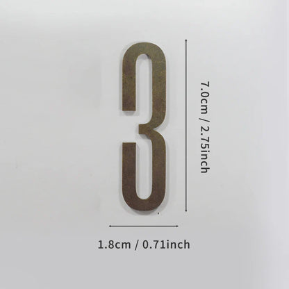 Bronze Door Number with Backing Adhesive 7cm Metal House Number Apartment Door Number for Outdoor Hotel Home Mailbox Label