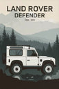 L-and-R-over Defender 90 Offroad Poster Classic Retro Automotive Poster Canvas Prints Classic Off-road Vehicle Aesthetic Print