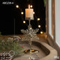 Golden Wrought Iron Christmas Candle Holder - Star, Elk & Tree Holiday Centerpiece for Table Decor