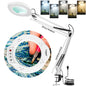 72-LED USB Magnifying Lamp 8X/10X 4.2in (106mm) Glass Lens Dimmable 3-Color LED Magnifier with Adjustable Arm & Clamp for Soldering Repair Crafts Beauty