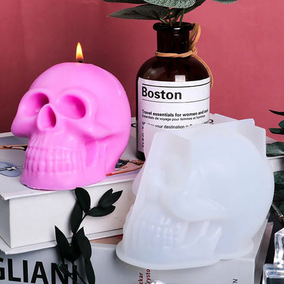 3D Skull Silicone Mold for Candle & Soap Making – DIY Halloween Plaster & Epoxy Craft Casting Mold