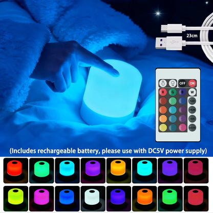 LED Dimmable Night Light Rechargeable and Plug-in Touch RGB Bedside Desk Lamp