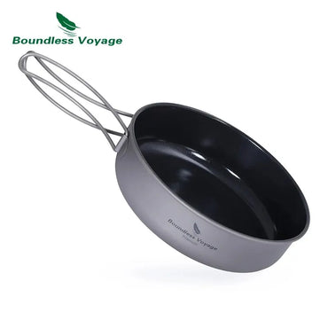 Titanium Non-Stick Frying Pan with Ceramic Coating and Folding Handle — Ultralight Camping & Picnic Skillet (5.9 in / 150 mm, 7.2 in / 182 mm)