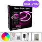 EU Plug 24V RGB Neon LED Rope Light Strip - Bluetooth Music Sync, Waterproof IP67 - 5/10/15/20/30M (16.4/32.8/49.2/65.6/98.4 ft)