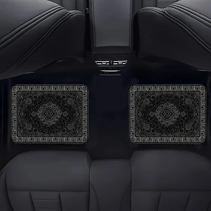 Bandana Print Rectangular Car Floor Mats - Synthetic Fiber Auto Interior Carpets