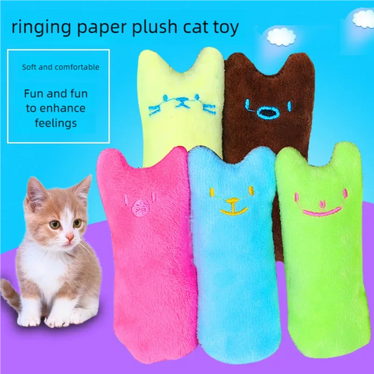 Interactive Catnip Plush Chew Toy for Cats — Teeth-Cleaning Squeaky Toy for Kittens & Adult Cats