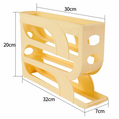 Automatic Egg Roller Rack for Refrigerator – 3- or 4-Layer Space-Saving Egg Organizer (Holds 20/30 Eggs)