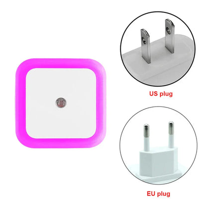 LED Sensor Night Light with EU Plug - Auto On/Off 360° Blue Nightlight for Bedroom, Nursery & Kids