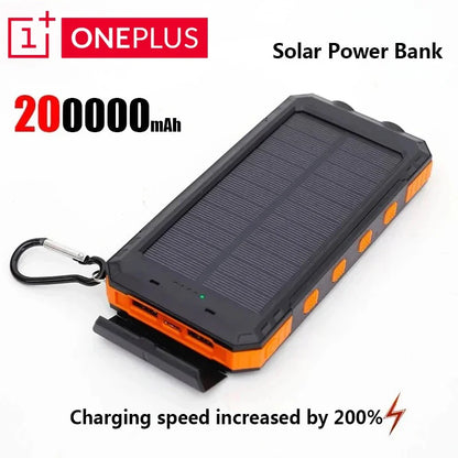 Solar Power Bank 200000mAh 120W Fast Charge Portable External Battery with Solar Panel, SOS & LED Light