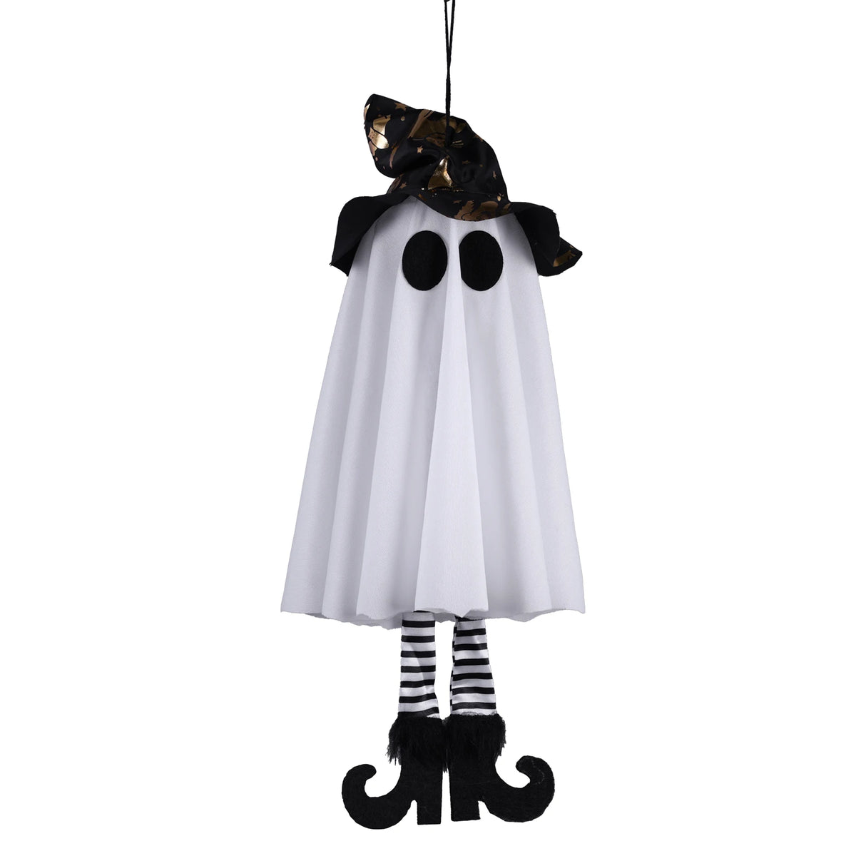 Halloween Light-Up Hanging Ghost Decoration – 3 Flashing Modes, Witch Hat & Plush Heels, 46cm, Indoor & Outdoor – 1PC or 3-Pack