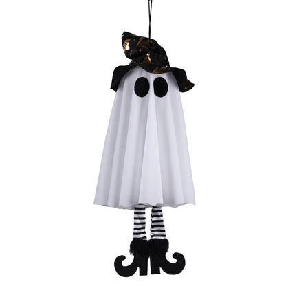 Halloween Light-Up Hanging Ghost Decoration – 3 Flashing Modes, Witch Hat & Plush Heels, 46cm, Indoor & Outdoor – 1PC or 3-Pack