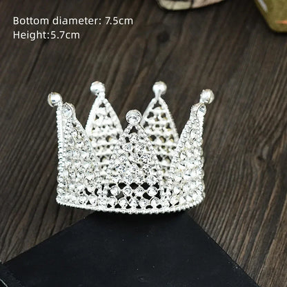 Rhinestone Crown Baking Cake Topper Headwear Decoration Children's Hair Accessories Princess Wedding Birthday Party Supplies New