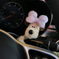 Kawaii Plush Puppy Clutch Decoration – Cute Dog Car Wiper & Turn Signal Switch Ornament with Bowknot | Auto Interior Accessories