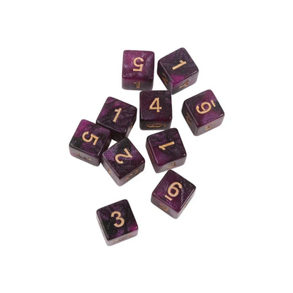 10-Pack 15mm (0.59 in) Multicolor Acrylic 6-Sided Cube Dice Set for Tabletop Games & Parties